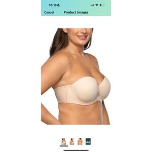 Vanity Fair Strapless Bra Smoothing Back 4-Way Stretch Lightly Lined 34DD